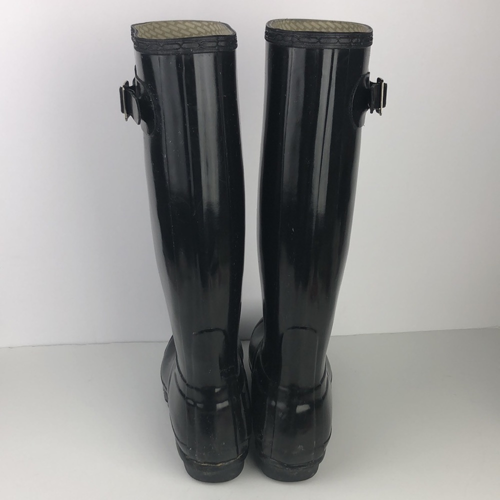 Hunter Original Tall Black Gloss Pull On Rain Boots - Picture 6 of 16